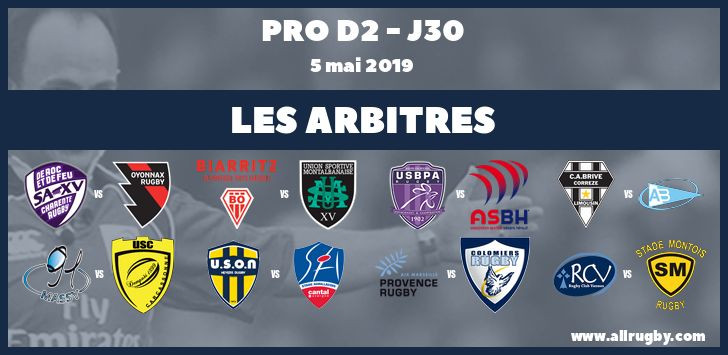 Pro D2 - J30 : les Arbitres 