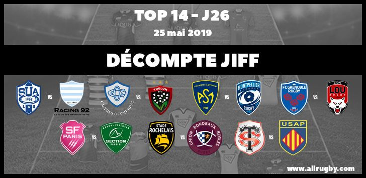 Top 14 - J26 : décompte des JIFF, Paris rate le fond JIFF