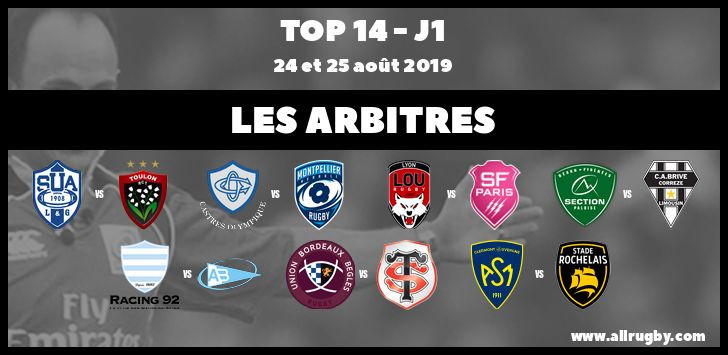 Top 14 2019/2020 - J1 : les arbitres pour la reprise !