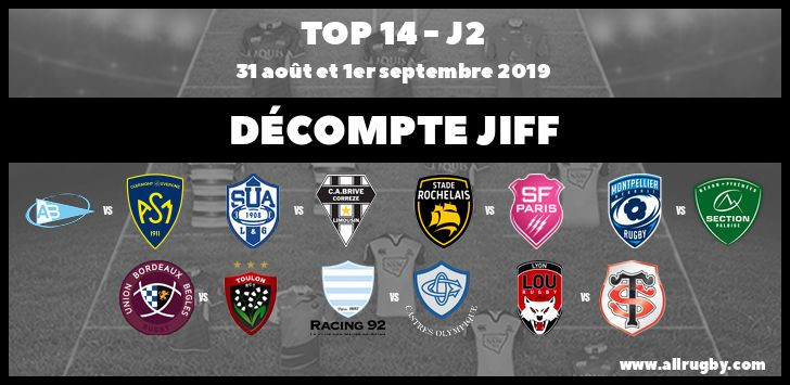 Top 14 - J2 : décompte des JIFF : Agen et Clermont dans le rouge