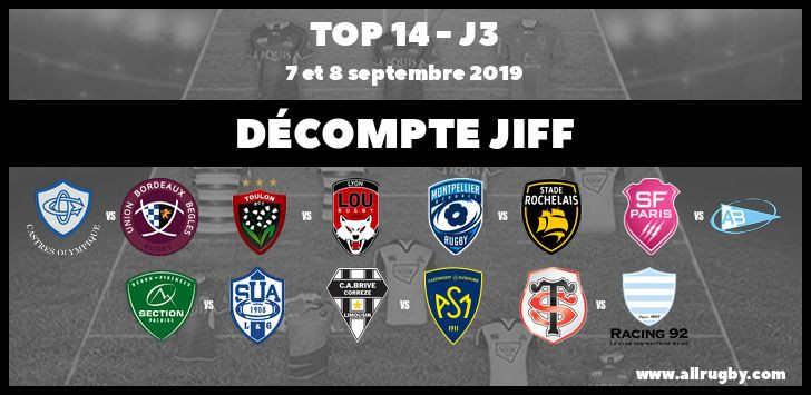Top 14 - J3 : décompte des JIFF : Agen et Clermont remontent la barre
