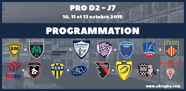 Pro D2 : les horaires de la 7ème et 8ème journée (les 10-13 octobre 2019 et 17-20 octobre 2019)