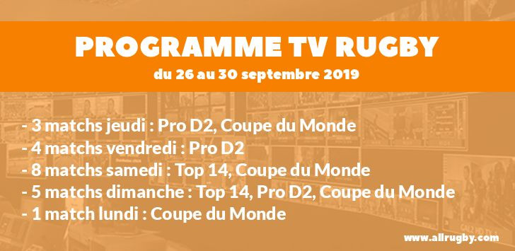 Programme TV Rugby pour les jours à venir, du 26/09 au 30/09
