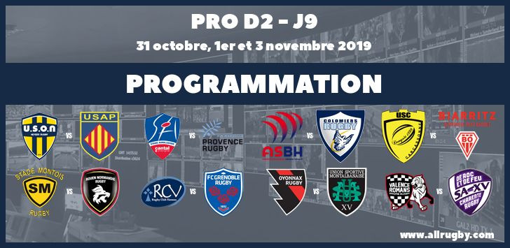 Pro D2 : les horaires de la 9ème journée (les 31 octobre, 1er et 3 novembre 2019)