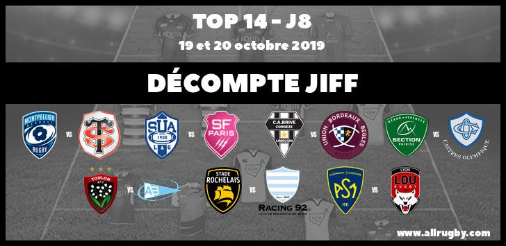 Top 14 - J8 : décompte des JIFF après la dernière journée doublon de l'année 2019