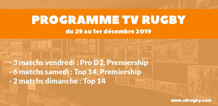 Programme TV Rugby pour le weekend du 29 novembre au 1er décembre 2019