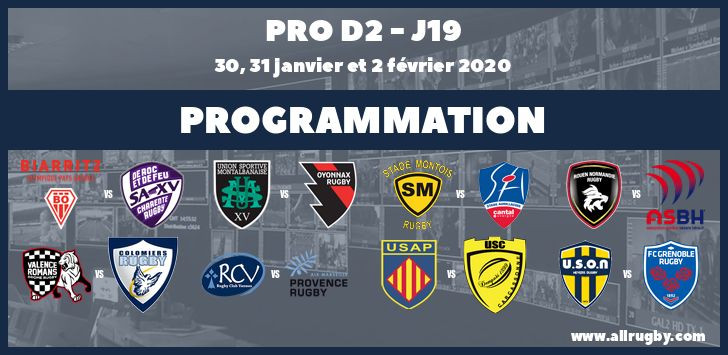 Pro D2 : les horaires de la 19ème journée (les 30, 31 janvier et 2 février 2020)