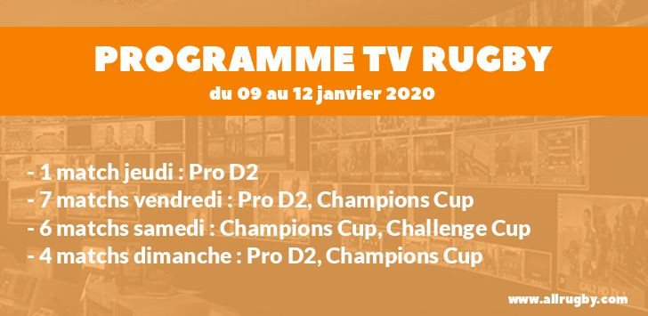 Programme TV Rugby pour le weekend du 9 au 12 janvier 2020