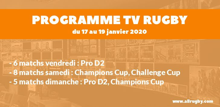 Programme TV Rugby pour le weekend du 16 au 19 janvier 2020