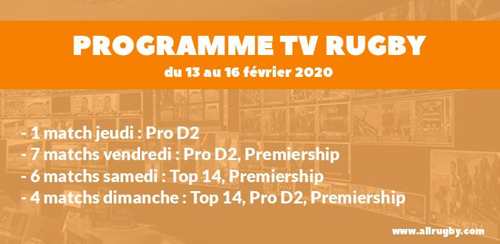 Programme TV Rugby pour le weekend du 13 au 16 février 2020