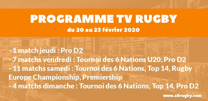 Programme TV Rugby pour le weekend du 20 au 23 février 2020