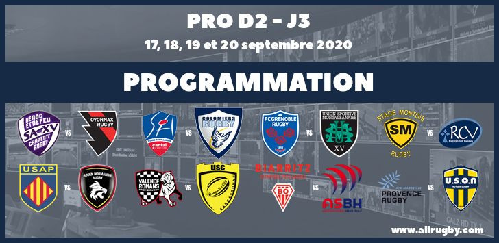 Pro D2 : les horaires de la 3ème (du 17 au 20 septembre 2020) et 4ème journée (du 24 au 27 septembre 2020)