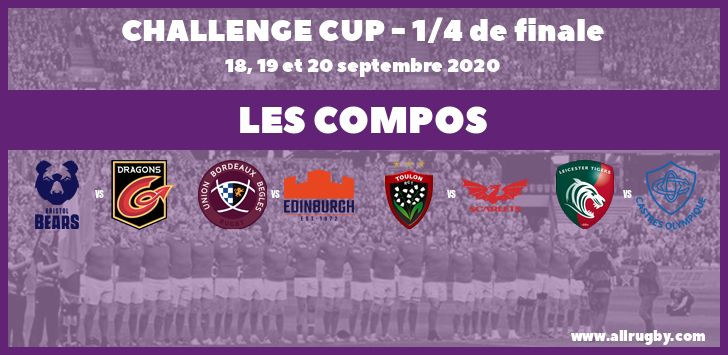 Challenge Cup 2020 - les compos des quarts de finale