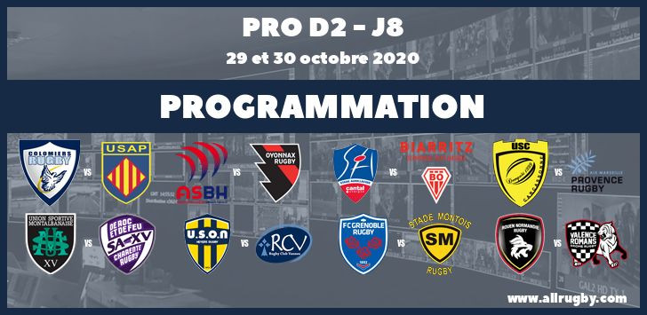 Pro D2 : les horaires de la 8ème journée (les 29 et 30 octobre) et 9ème journée  (du 5 au 7 novembre)