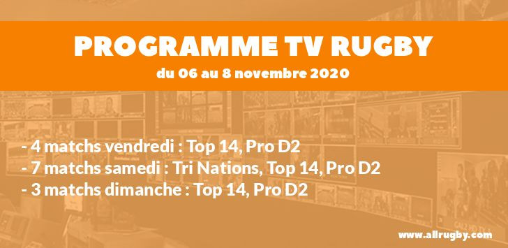 Programme TV Rugby pour le weekend du 6 au 8 novembre 2020