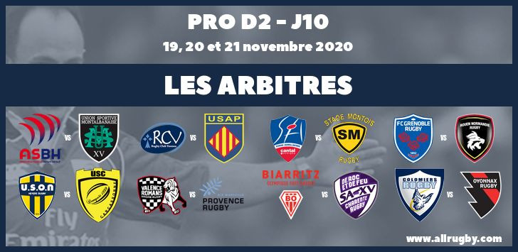 Pro D2 -2020/2021 J10 : les arbitres  de la dixième journée