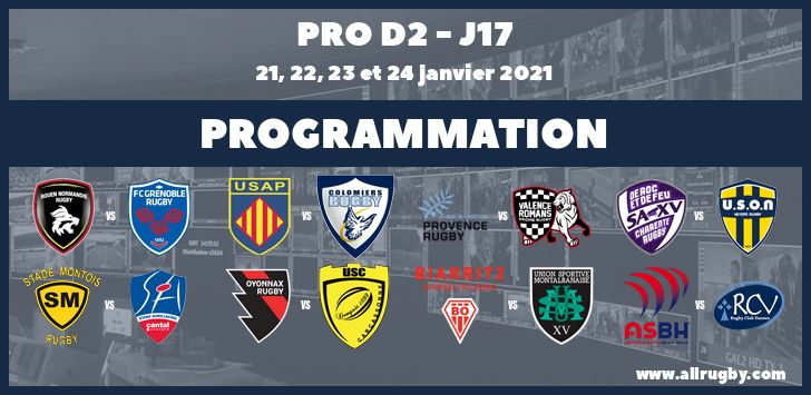 Pro D2 : les horaires de la 17ème journée (du 21 au 24 janvier) et de la 18ème journée (du 28 au 30 janvier)