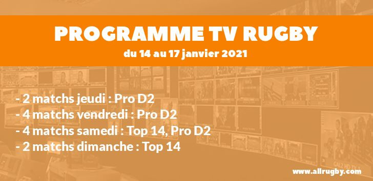 Programme TV Rugby pour le weekend du 14 au 17 janvier 2021