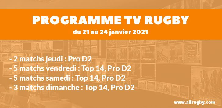 Programme TV Rugby pour le weekend du 21 au 24 janvier 2021