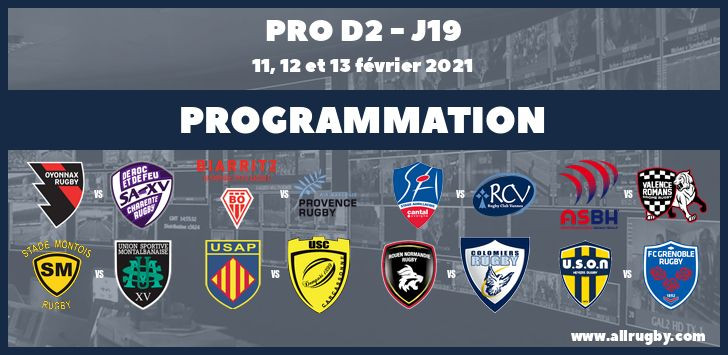Pro D2 : les horaires de la 19ème journée (les 11, 12 et 13 février 2021)