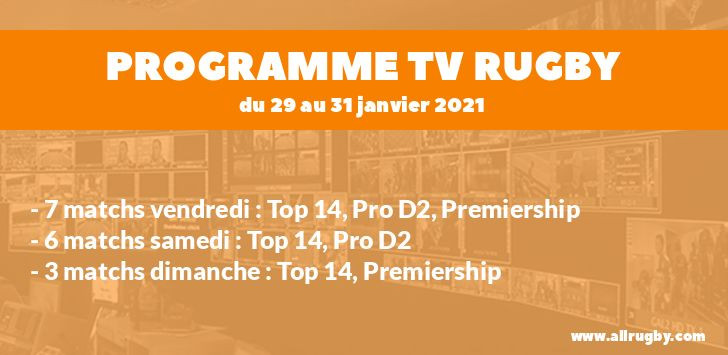 Programme TV Rugby pour le weekend du 28 au 31 janvier 2021