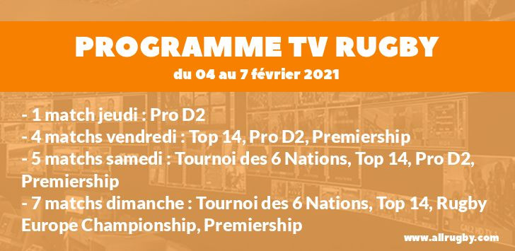 Programme TV Rugby pour le weekend du 4 février au 7 février 2021