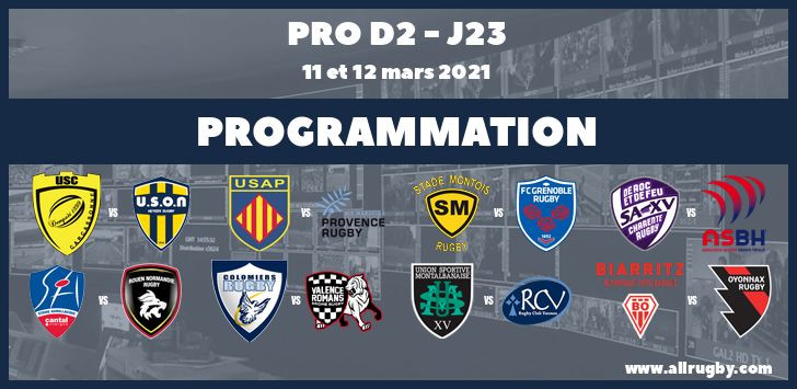 Pro D2 : les horaires de la 23ème journée (les 11 et 12 mars 2021)