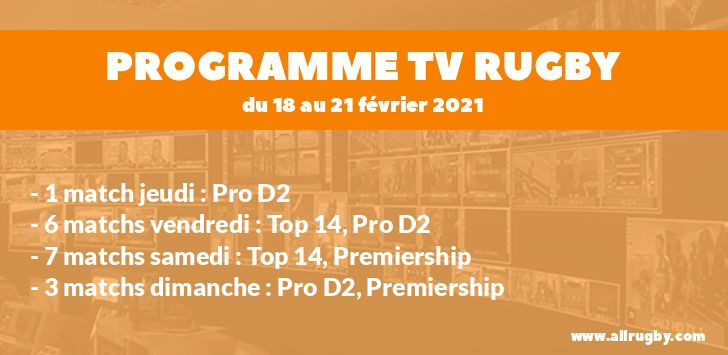 Programme TV Rugby pour le weekend du 18 au 21 février 2021