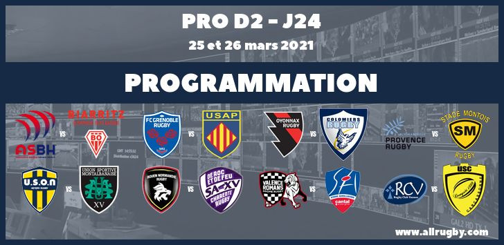 Pro D2 : les horaires de la 24ème journée (les 25 et 26 mars 2021)
