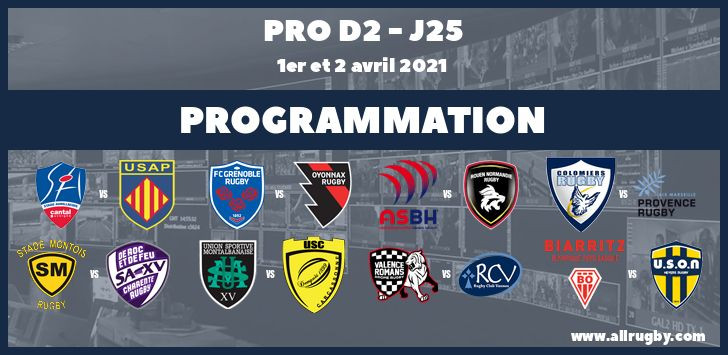 Pro D2 : les horaires de la 25ème journée (les 1er et 2 avril 2021) et 26ème journée (les 8 et 9 avril 2021)