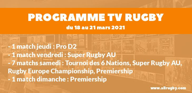 Programme TV Rugby pour le weekend du 6 novembre au 21 mars 2021