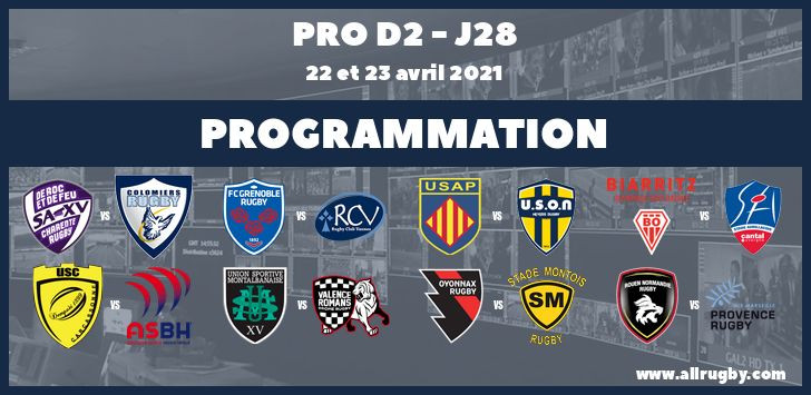 Pro D2 : les horaires de la 28ème journée (les 22 et 23 avril 2021)