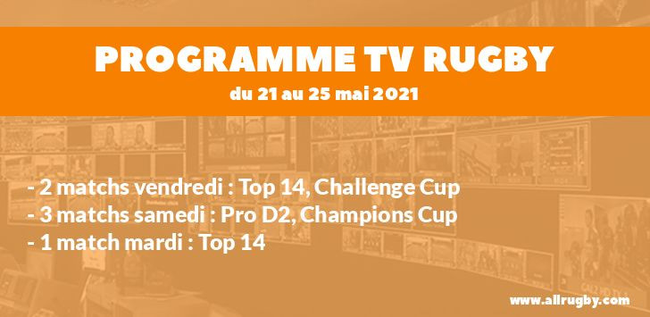 Programme TV Rugby pour le weekend du 21 et 22 mai 2021