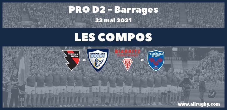 Pro D2 2021 : les compos pour les barrages entre Oyonnax vs Colomiers et Biarritz vs Grenoble