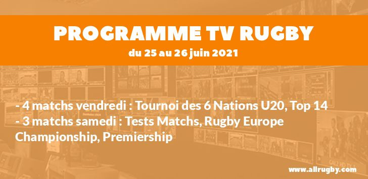 Programme TV Rugby pour le weekend du 25 au 26 juin 2021
