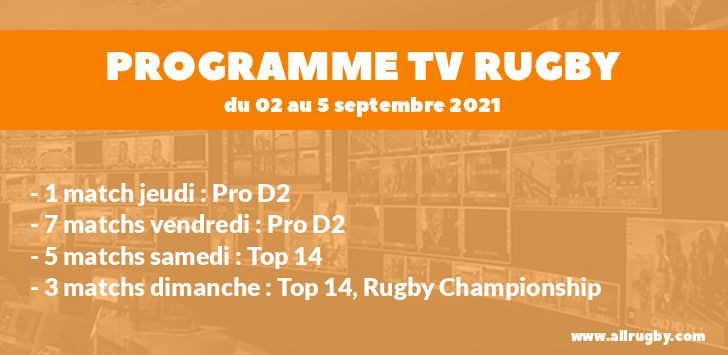 Programme TV Rugby pour le weekend du 2 au 5 septembre 2021