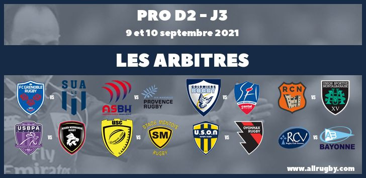 Pro D2 2022 - J3 : les arbitres de la troisième journée