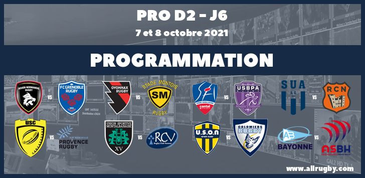 Pro D2 : les horaires de la 6ème journée (les 7 et 8 octobre 2021)
