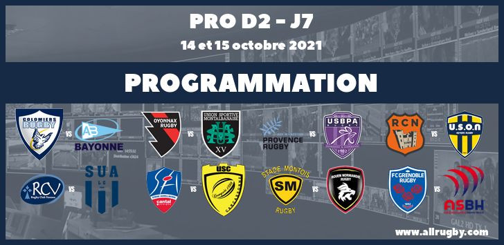 Pro D2 : les horaires de la 7ème journée (les 14 et 15 octobre 2021)