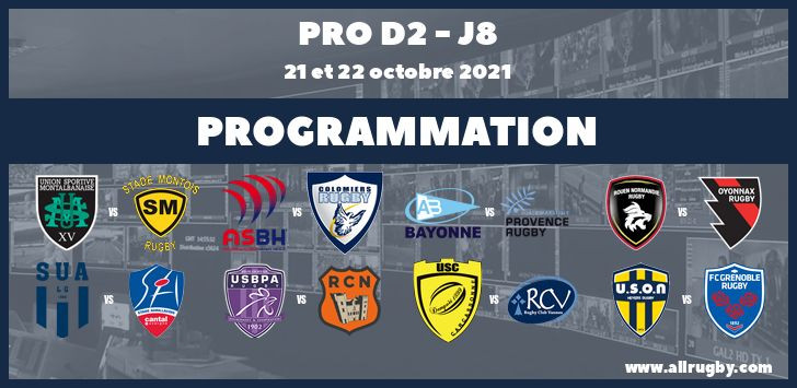 Pro D2 : les horaires de la 8ème journée (les 21 et 22 octobre 2021)