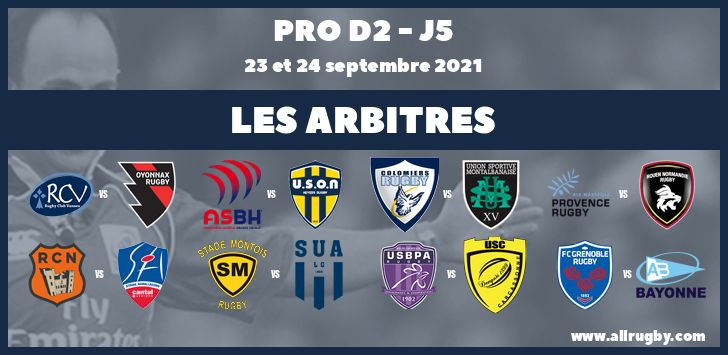 Pro D2 2022 - J5 : les arbitres de la cinquième journée