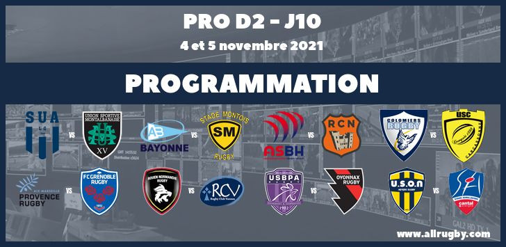 Pro D2 : les horaires de la 10ème journée (les 4 et 5 novembre 2021)