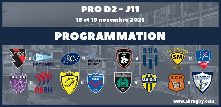 Pro D2 : les horaires de la 11ème journée (les 18 et 19 novembre 2021)
