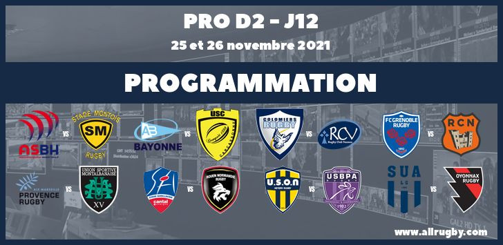Pro D2 : les horaires de la 12ème journée (les 25 et 26 novembre 2021)