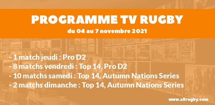 Programme TV Rugby pour le weekend du 4 au 7 novembre 2021
