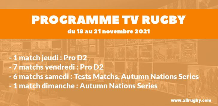Programme TV Rugby pour le weekend du 18 au 21 novembre 2021