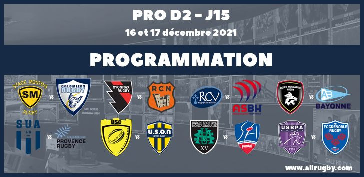 Pro D2 : les horaires de la 15ème journée (les 16 et 17 décembre 2021)