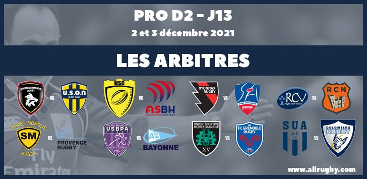 Pro D2 2022 - J13 : les arbitres de la treizième journée