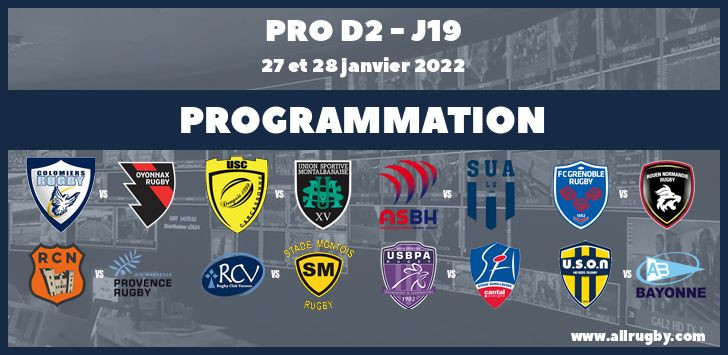 Pro D2 : les horaires de la 19ème journée (les 27 et 28 janvier 2022)