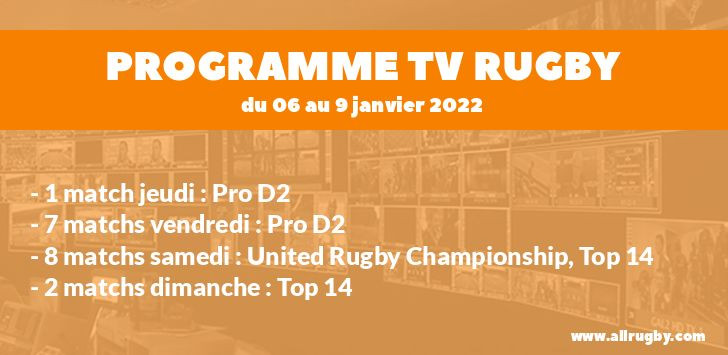 Programme TV Rugby pour le weekend du 6 au 9 janvier 2022